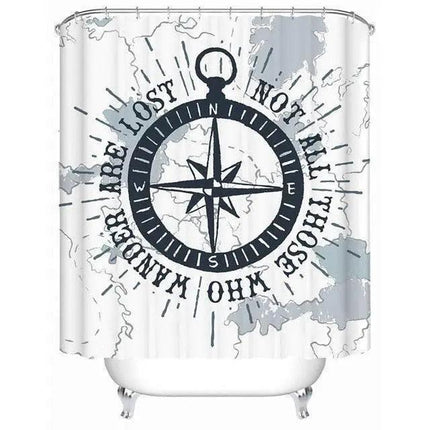 Stylish Nautical Compass Shower Curtain for Chic Bathroom Aesthetics