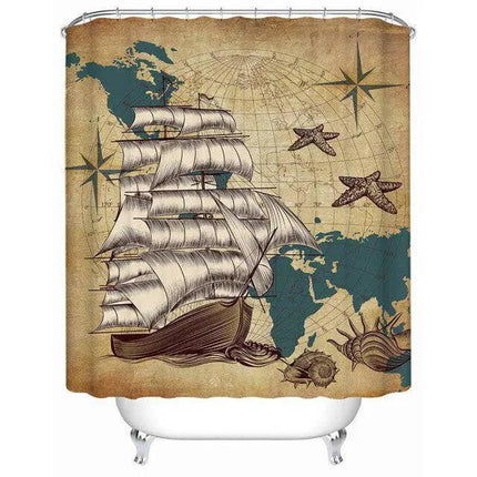Stylish Nautical Compass Shower Curtain for Chic Bathroom Aesthetics