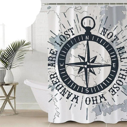 Stylish Nautical Compass Shower Curtain for Chic Bathroom Aesthetics