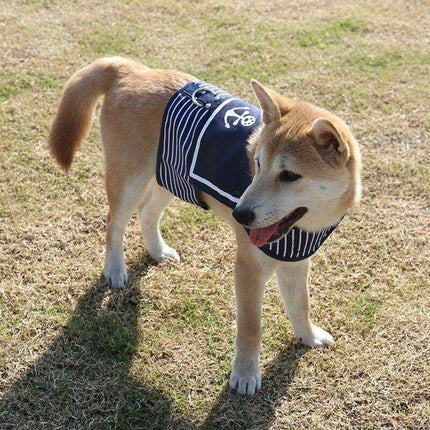 Stylish Navy Striped Dog Harness and Leash Set - Elegant Pet Outfit - Très Elite