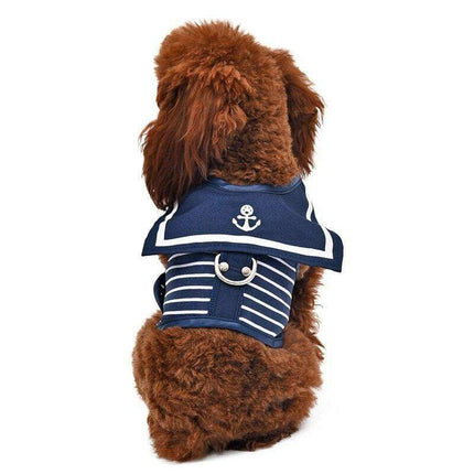 Stylish Navy Striped Dog Harness and Leash Set - Elegant Pet Outfit - Très Elite