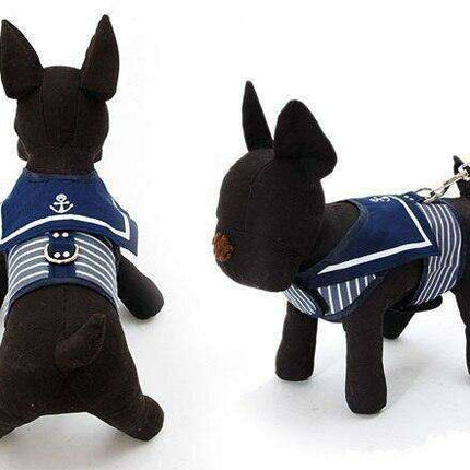 Stylish Navy Striped Dog Harness and Leash Set - Elegant Pet Outfit - Très Elite