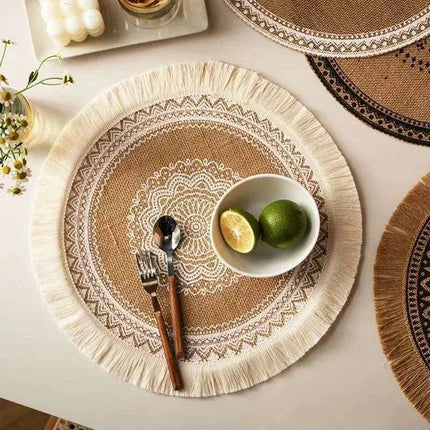Stylish Non-Slip Jute Round Placemats for Elegant Dining & Entertaining - Très Elite