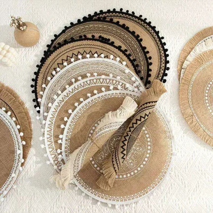 Stylish Non-Slip Jute Round Placemats for Elegant Dining & Entertaining - Très Elite