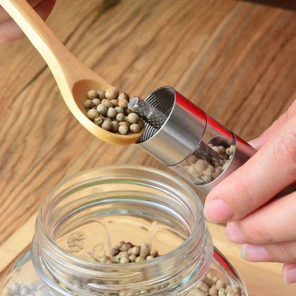 Stylish One-Handed Stainless Steel Spice Mill with Transparent Viewing Window - Essential Kitchen Grinder - Très Elite