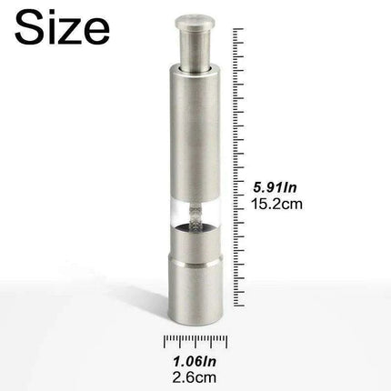 Stylish One-Handed Stainless Steel Spice Mill with Transparent Viewing Window - Essential Kitchen Grinder - Très Elite