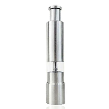 Stylish One-Handed Stainless Steel Spice Mill with Transparent Viewing Window - Essential Kitchen Grinder