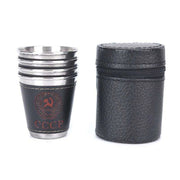 Stylish Outdoor Stainless Steel Travel Cup Set with Elegant PU Leather Case - Très Elite