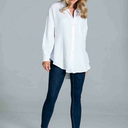 Stylish Oversized Collared Shirt with Chic Pocket Detail - Très Elite