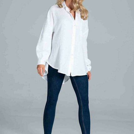 Stylish Oversized Collared Shirt with Chic Pocket Detail - Très Elite