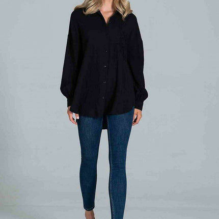 Stylish Oversized Collared Shirt with Chic Pocket Detail - Très Elite