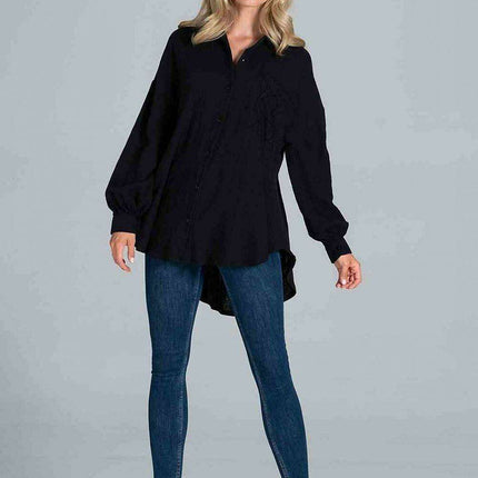 Stylish Oversized Collared Shirt with Chic Pocket Detail - Très Elite