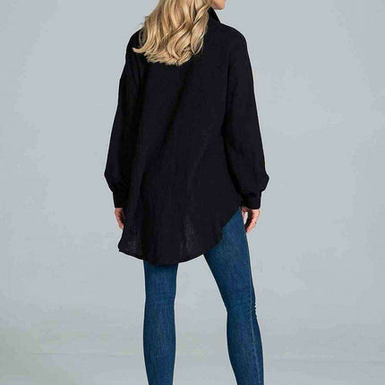 Stylish Oversized Collared Shirt with Chic Pocket Detail - Très Elite