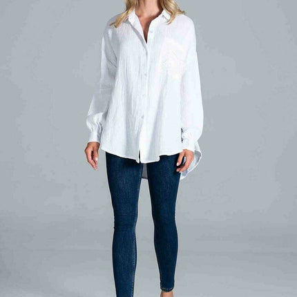 Stylish Oversized Collared Shirt with Chic Pocket Detail - Très Elite