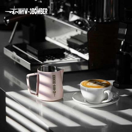 Stylish Pink Stainless Steel Milk Frother Set - Professional Barista Edition for Latte Art 500/600ml - Très Elite