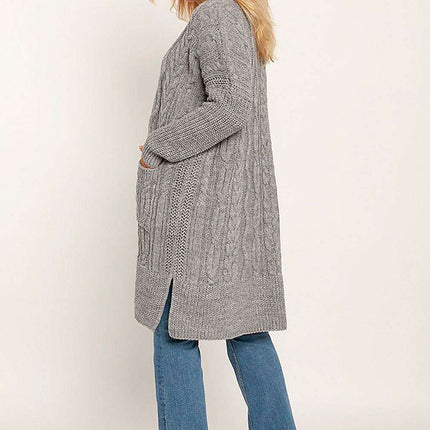 Stylish Plaid Knit Cardigan with Convenient Pockets for Women - Très Elite