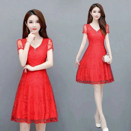 Stylish Plus Size 4XL V-Neck A-Line Mini Dress with Short Sleeves - Must-Have Summer Fashion for Casual Outings - Très Elite