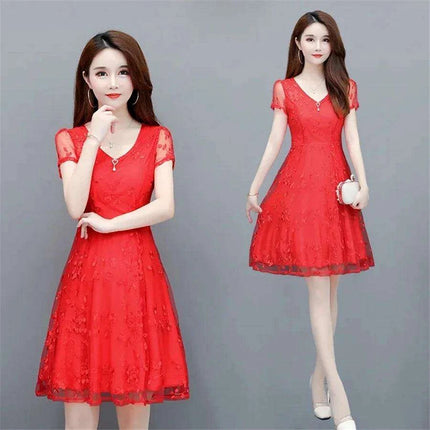 Stylish Plus Size 4XL V-Neck A-Line Mini Dress with Short Sleeves - Must-Have Summer Fashion for Casual Outings - Très Elite