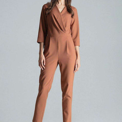 Stylish Printed Jumpsuit with Sophisticated Wrap Neckline and Fitted Waist - Très Elite