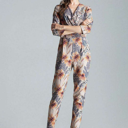 Stylish Printed Jumpsuit with Sophisticated Wrap Neckline and Fitted Waist - Très Elite