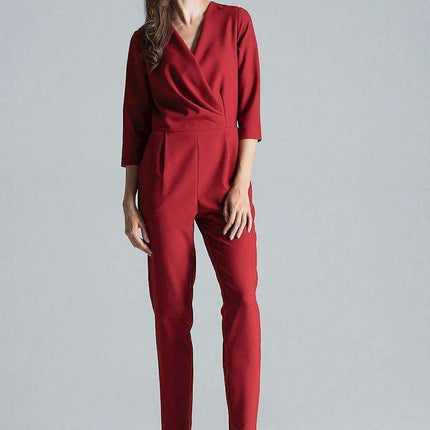 Stylish Printed Jumpsuit with Sophisticated Wrap Neckline and Fitted Waist - Très Elite