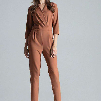 Stylish Printed Jumpsuit with Sophisticated Wrap Neckline and Fitted Waist - Très Elite