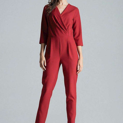 Stylish Printed Jumpsuit with Sophisticated Wrap Neckline and Fitted Waist - Très Elite
