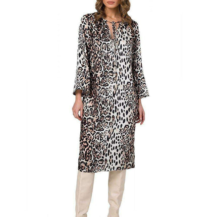 Stylish Printed Kaftan Dress with Adjustable Waist Belt - Très Elite