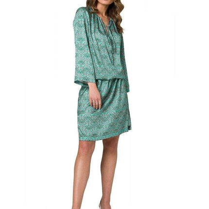 Stylish Printed Kaftan Dress with Adjustable Waist Belt - Très Elite