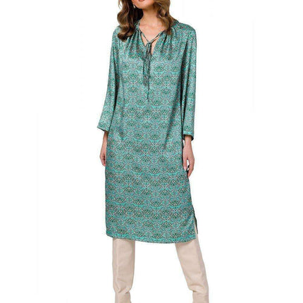 Stylish Printed Kaftan Dress with Adjustable Waist Belt - Très Elite