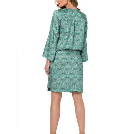 Stylish Printed Kaftan Dress with Adjustable Waist Belt - Très Elite