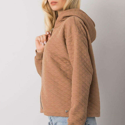 Stylish Quilted Hooded Zip-Up Sweatshirt - Très Elite