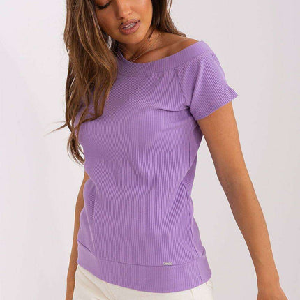 Stylish Ribbed Blouse with Modern Neckline - Très Elite