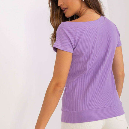 Stylish Ribbed Blouse with Modern Neckline - Très Elite