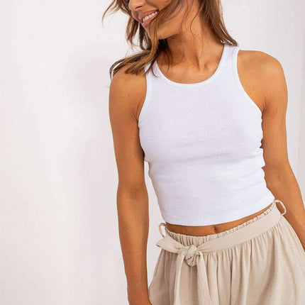 Stylish Ribbed Round Neck Top with Statement Straps