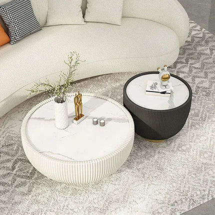 Stylish Scandinavian Round Coffee Table - Contemporary Minimalist Design for Sophisticated Interiors - Très Elite
