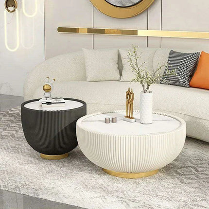 Stylish Scandinavian Round Coffee Table - Contemporary Minimalist Design for Sophisticated Interiors - Très Elite