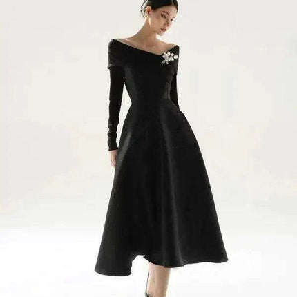 Stylish Sleeveless High Waist Evening Dress with Boat Neck for Women - Très Elite