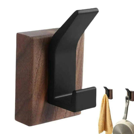 Stylish Solid Walnut Wood Wall-Mounted Coat Rack with Heavy-Duty Hooks for Home Organization - Très Elite