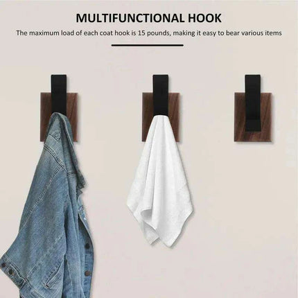 Stylish Solid Walnut Wood Wall-Mounted Coat Rack with Heavy-Duty Hooks for Home Organization - Très Elite