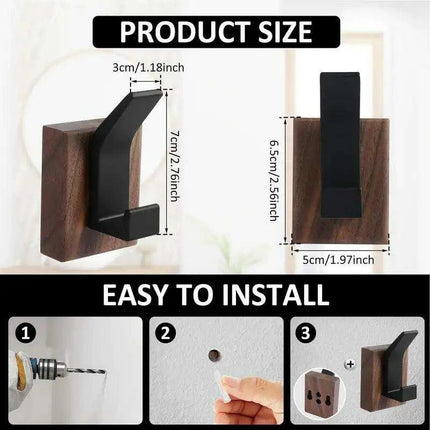 Stylish Solid Walnut Wood Wall-Mounted Coat Rack with Heavy-Duty Hooks for Home Organization - Très Elite