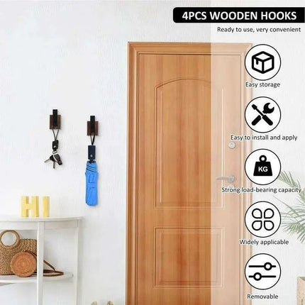 Stylish Solid Walnut Wood Wall-Mounted Coat Rack with Heavy-Duty Hooks for Home Organization - Très Elite