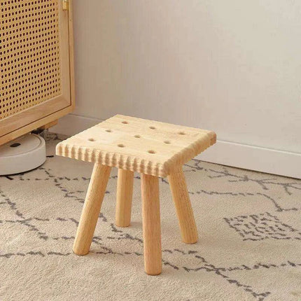 Stylish Solid Wood Children's Cookie Bench - Versatile Low Stool for Home and Play Areas..