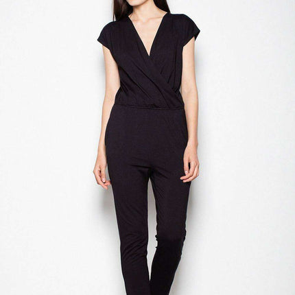 Stylish Sporty Jumpsuit with Elegant Envelope Neckline and Adjustable Fit - Très Elite