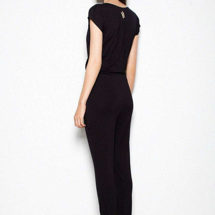 Stylish Sporty Jumpsuit with Elegant Envelope Neckline and Adjustable Fit - Très Elite