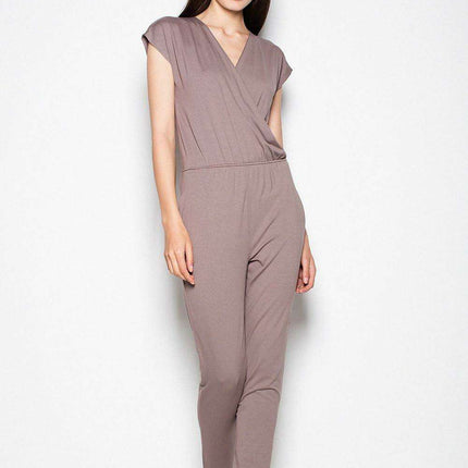 Stylish Sporty Jumpsuit with Elegant Envelope Neckline and Adjustable Fit - Très Elite