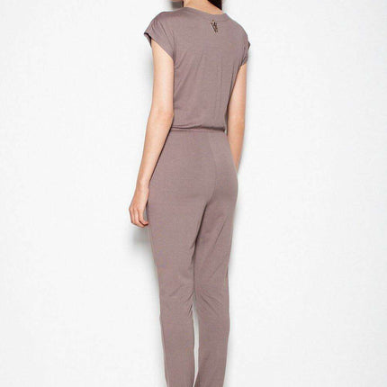 Stylish Sporty Jumpsuit with Elegant Envelope Neckline and Adjustable Fit - Très Elite