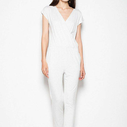 Stylish Sporty Jumpsuit with Elegant Envelope Neckline and Adjustable Fit - Très Elite
