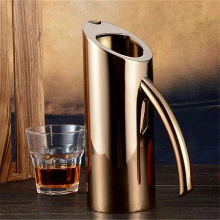 Stylish Stainless Steel Beverage Pitcher with Ice Guard and Divided Wine Insert - High Quality and Fast Shipping - Très Elite