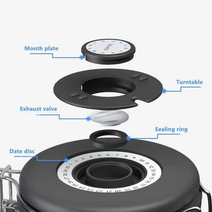 Stylish Stainless Steel Coffee Bean Canister with Date Tracker and Carbon Release Valve - Très Elite